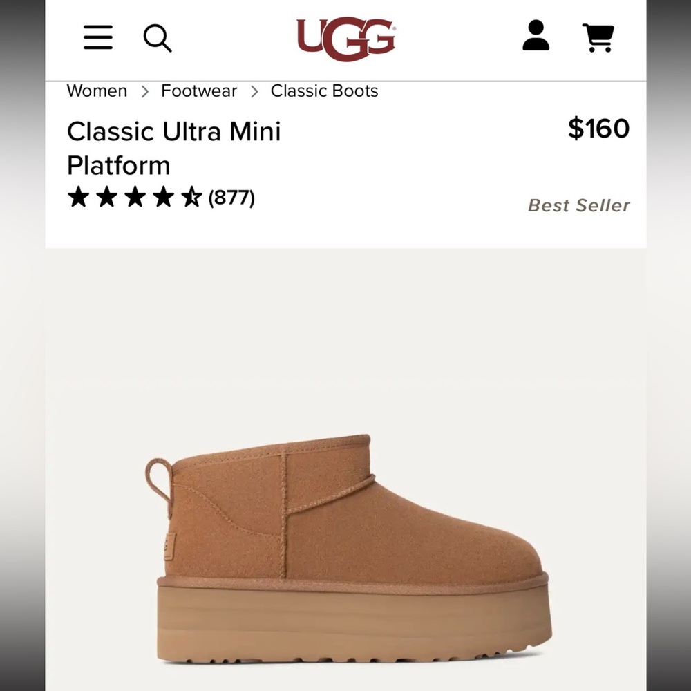 Classic ultra mini platform Ugg size 8